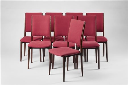 Eugenio Gerli Otto sedie modello "S81". Produzione Tecno, Varedo, 1958. Metallo