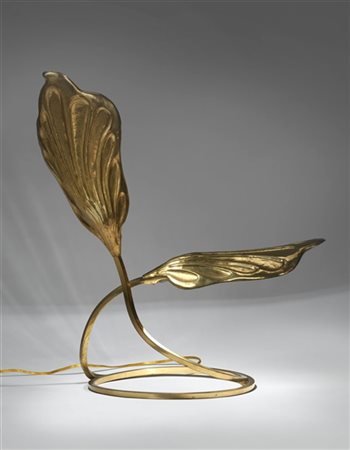Bottega Gadda Lampada da tavolo a forma di foglie. Italia, anni '70. Lamina e pr