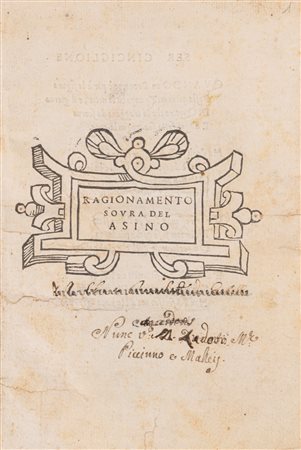 Pino Giovan Battista - Ragionamento sovra del asino, 1549