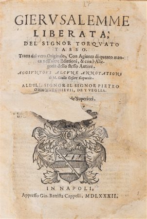 Torquato Tasso - Gierusalemme liberata, del signor Torquato Tasso; tratta dal vero originale, con agiunta di quanto manca nell'altre edittioni, & con l'allegoria dello stesso autore., 1582