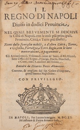 Enrico Bacco - Il Regno di Napoli diviso in dodici Provincie , 1620