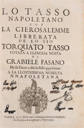 Torquato Tasso - Lo Tasso napoletano, zoè la Gierosalemme libberata de lo sio Torquato Tasso votata a llengua nosta da Grabiele Fasano, 1689