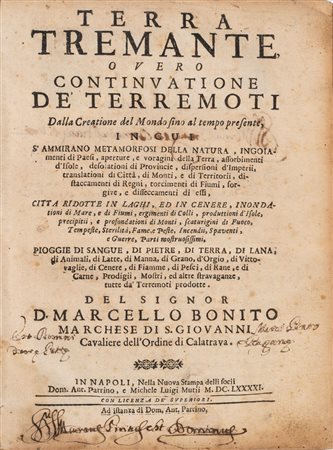 Marcello Bonito - Terra tremante overo continuatione de Terremoti dalla Creatione del Mondo fino al tempo presente, 1691