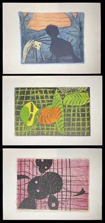 Enrico Della Torre "Senza titolo" 
tre litografie a colori
cm 49,5x69,5
tutte fi