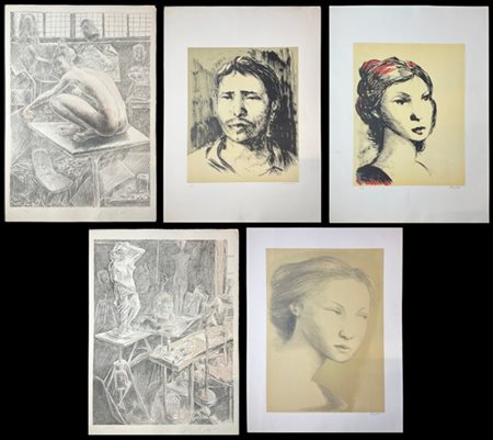 Lotto composto da due litografie a colori di Pericle Fazzini di soggetti divers