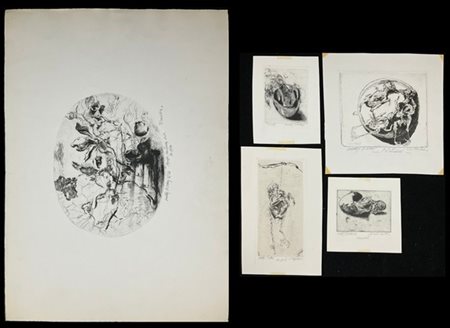 Walter Piacesi Lotto composto da cinque acqueforti di misure diverse
misura max