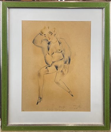 Alberto Manfredi "Mme sulla poltrona" 1981
tecnica mista su carta
cm 39,5x30
fir