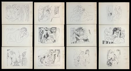 Lotto composto da otto fascicoli contenenti ciascuno dodici riproduzioni raffig