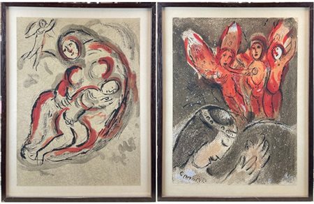 Marc Chagall "Dessins pour la Bible: 
Sarah et les anges
Agar dans le desert" 19