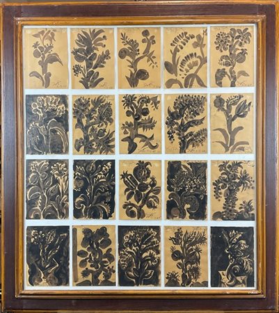 Ercole Pignatelli "Motivi floreali" 1968
venti acquerelli su carta montati in un