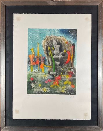 Roberto Matta "Ninphée" 1981
acquaforte e acquatinta a colori
(lastra cm 42x31,5