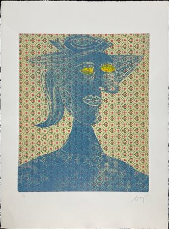 Enrico Baj "Blue period" 1970
acquaforte a colori
cm 70,5x50,5
firmato e numerat