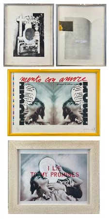 William Xerra quattro stampe offset di diverso soggetto e misura, due con collag