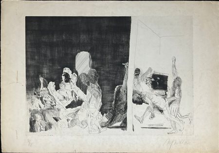 Alfred Hrdlicka "Senza titolo" 1970
acquaforte
(lastra cm 49,5x69; foglio cm 63,