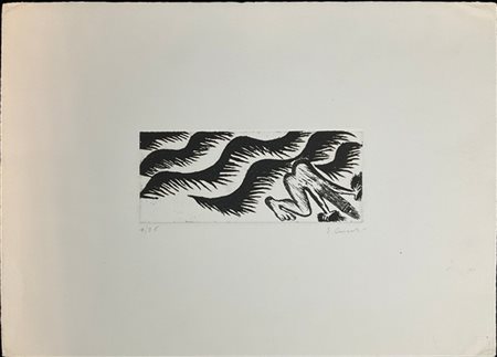 Enzo Cucchi "Senza titolo" 
acquaforte
(lastra cm 6,5x16; foglio cm 24x34)
firma