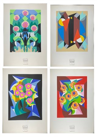 GIACOMO BALLA "Petunie", "Zinnie", "Volumi di ambienti", "Rose" 
quattro serigra