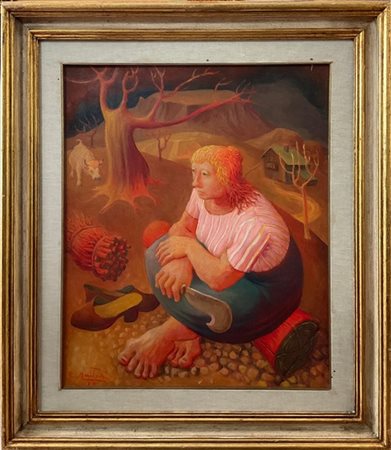 Carlo Sartori "La donna del boscaiolo" 1975
olio su tela
cm 60x50
firmato e data