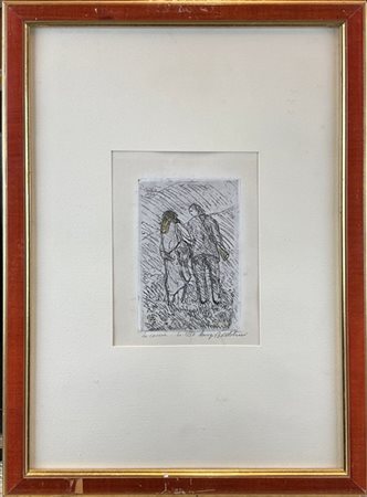 Luigi Bartolini "La caccia" 1954
acquaforte acquerellata in alcuni punti
Lastra