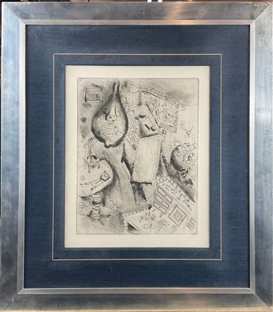 Marc Chagall "La chambre de Pliouchkine" 1948
acquaforte e puntasecca
(lastra cm
