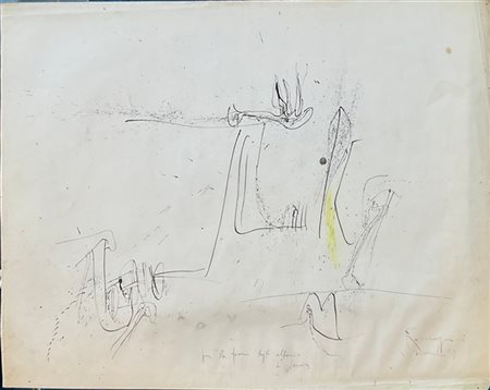 Bepi Romagnoni "Per la forma degli alberi (di Sanesi)" 1959
china e pastello su