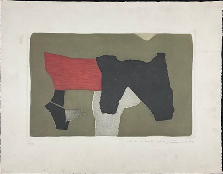 GIUSEPPE SANTOMASO "Senza titolo" 1974
acquatinta
(lastra cm 32x49,5; foglio cm