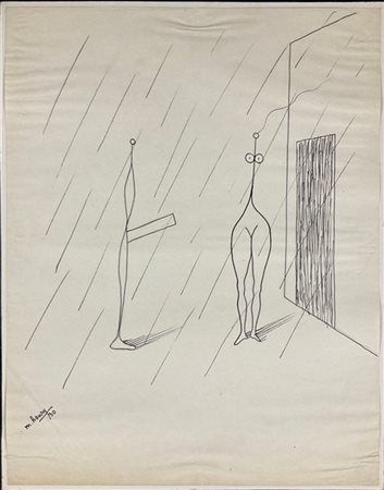 Maurice Henry "L'Ascenseur" 1930
china su carta applicata su cartoncino
cm 27,3x