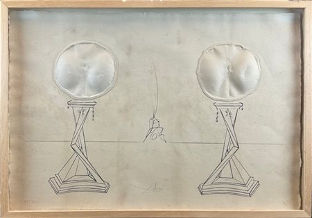 Salvador Dalì "L'immortalité de Castor et Pollux" 1973
puntasecca, collage e cal