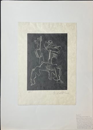 Ossip Zadkine "Le soir tombe o sanglante mer" 1967
acquaforte su carta japon nac