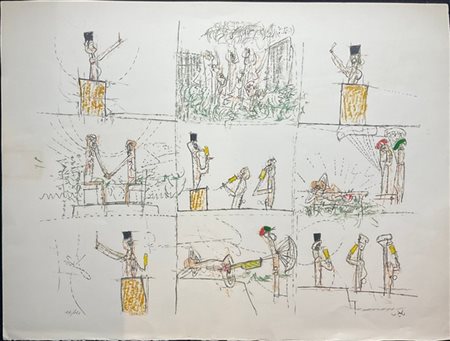 Roberto Matta "Senza titolo" litografia a coloricm 57x76firmata e numerata 12