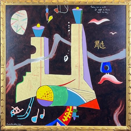 Martin Bradley "Going for a wall at night with the dog" 1992
acrilico su tela
cm