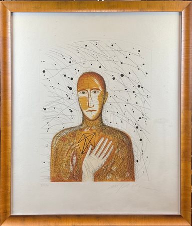 MIMMO PALADINO "Geometrico" 2008
acquaforte e acquatinta a colori - prova di sta