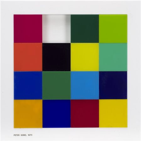 PETER GOGEL "Scacchiera" 1970
multiplo in sicoglas
cm 40x40 (difetti)

Provenien
