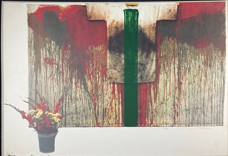 Hermann Nitsch "Senza titolo" 1991
litografia a colori ritoccata a mano dall'art