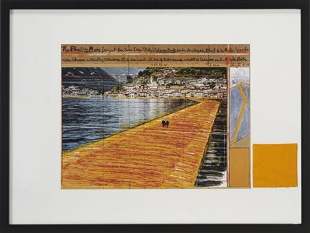 Christo "The Floating Piers, Project for Lake Iseo" 
litografia offset e tessuto