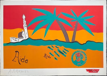 EDUARDO ARROYO "Aida" 1972
litografia a colori
cm 46x65
firmata, datata e numera