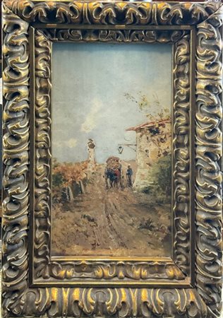 Lorenzo Gignous "Dintorni di Intra" 
olio su tavola (cm 30x17,5)
firmato e locat