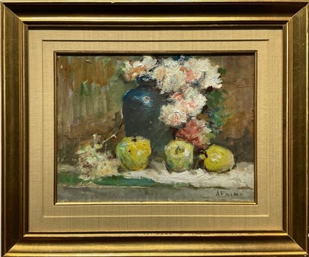 Alberto Faini "Composizione" 
olio su compensato (cm 27,5x36)
firmato in basso a