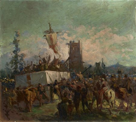 Giovanni Grifo "Il carroccio" 
olio su compensato (cm 65x71)
al retro: firmato e