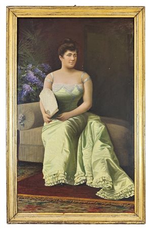 Ignoto di inizio secolo XX

"Ritratto di signora con ventaglio" 
olio su tela (