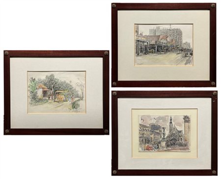 Mario Vellani Marchi Lotto composto da tre "Vedute"
tecnica mista su carta (cm m