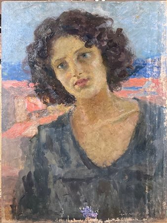 Mario Bettinelli "Ritratto femminile" 
olio su compensato (cm 58,5x43)
firmato i