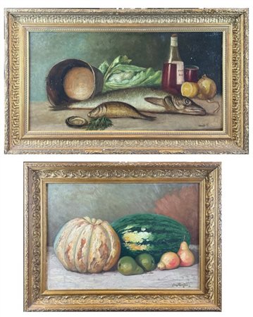 Ignoti del secolo XX
Lotto composto due "Composizioni" ad olio su cartone (cm m