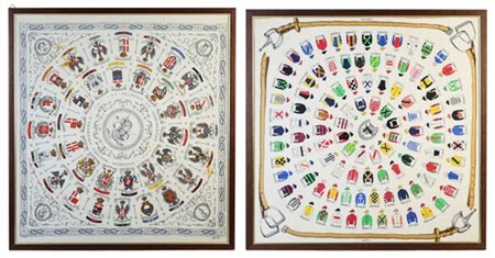 Manifattura Antonio Ratti, Como. Lotto composto da due foulard in seta impressa