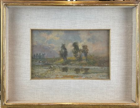 Riccardo Galli "Presso Lago Maggiore" 
olio su compensato (cm 15x23)
firmato in