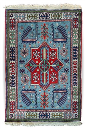 Tappeto Akstafa, Caucaso, moderna manifattura. Decoro con medaglione rosso su f