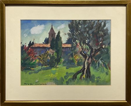 Silvio Consadori "Paesaggio" 1984
tempera su carta (cm 22,5x30,5)
firmato e data