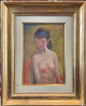 Silvio Consadori "Studio di nudo" 
olio su cartone (cm 22x16)
al retro: firma, t