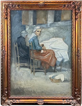 F. Locatelli "Le cucitrici" 
olio su tela (cm 100x70)
firmato in basso a sinistr