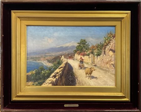 Oscar Ricciardi (Attribuito)

"Scorcio del catanese con Etna innevato" 
olio su