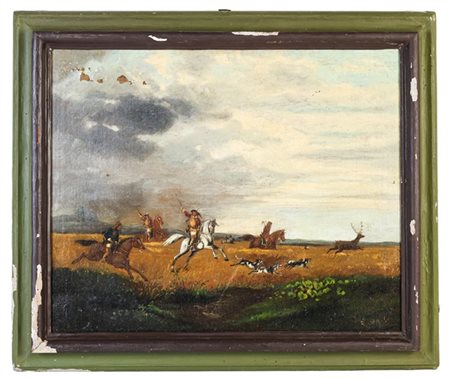 Ignoto del secolo XIX

"Caccia al cervo" 
olio su tela (cm 55x70)
reca tracce d